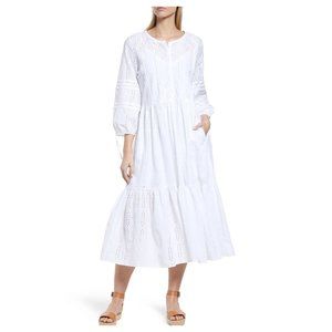 NWT Caslon Eyelet 3/4 Sleeve Cotton Midi Dress Size XL